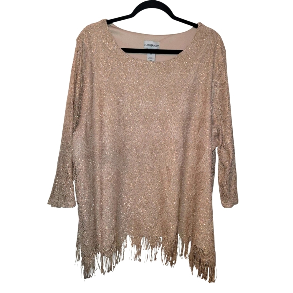 Gold Metallic Fringe Women's Top